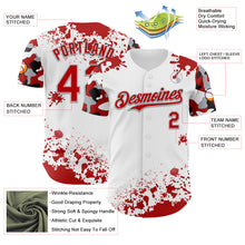 Load image into Gallery viewer, Custom White Red Gray-Black Splatter Camo Two Tone Authentic Baseball Jersey