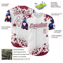 Load image into Gallery viewer, Custom White Crimson-Blue Splatter Camo Two Tone Authentic Baseball Jersey