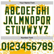 Load image into Gallery viewer, Custom White Green Gold-Red Splatter Camo Two Tone Authentic Baseball Jersey