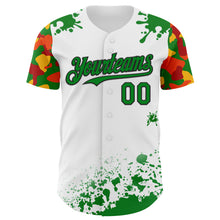 Load image into Gallery viewer, Custom White Grass Green Black Red-Yellow Splatter Camo Two Tone Authentic Baseball Jersey