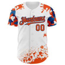 Load image into Gallery viewer, Custom White Orange-US Navy Blue Splatter Camo Two Tone Authentic Baseball Jersey