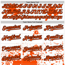 Charger l'image dans la galerie, Custom White Orange Black-Old Gold Splatter Camo Two Tone Authentic Baseball Jersey