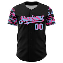 Load image into Gallery viewer, Custom Black Light Blue-Pink Digital Camo Two Tone Authentic Baseball Jersey