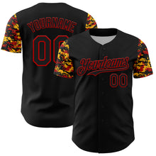 Charger l'image dans la galerie, Custom Black Red-Gold Digital Camo Two Tone Authentic Baseball Jersey