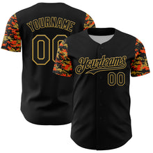 Загрузить изображение в средство просмотра галереи, Custom Black Old Gold-Orange Digital Camo Two Tone Authentic Baseball Jersey