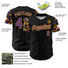 Load image into Gallery viewer, Custom Black Purple-Gold Digital Camo Two Tone Authentic Baseball Jersey