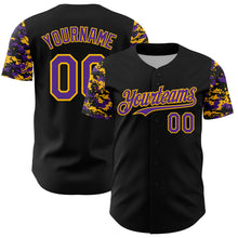 Load image into Gallery viewer, Custom Black Purple-Gold Digital Camo Two Tone Authentic Baseball Jersey