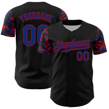 Load image into Gallery viewer, Custom Black Royal-Red Digital Camo Two Tone Authentic Baseball Jersey
