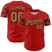 Load image into Gallery viewer, Custom Red Old Gold-Navy Digital Camo Two Tone Authentic Baseball Jersey