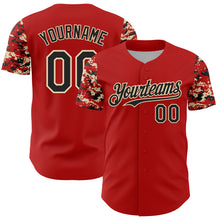 Load image into Gallery viewer, Custom Red Black-Cream Digital Camo Two Tone Authentic Baseball Jersey