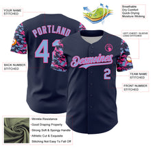 Load image into Gallery viewer, Custom Navy Light Blue-Pink Digital Camo Two Tone Authentic Baseball Jersey
