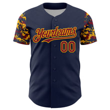 Charger l'image dans la galerie, Custom Navy Crimson-Gold Digital Camo Two Tone Authentic Baseball Jersey