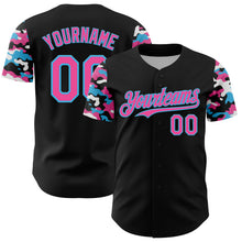 Charger l'image dans la galerie, Custom Black Pink Sky Blue-White Digital Camo Two Tone Authentic Baseball Jersey