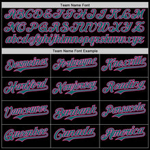 Load image into Gallery viewer, Custom Black Teal Pink-Purple Digital Camo Two Tone Authentic Baseball Jersey