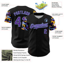Загрузить изображение в средство просмотра галереи, Custom Black Purple Light Blue-Gold Digital Camo Two Tone Authentic Baseball Jersey