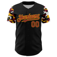 Загрузить изображение в средство просмотра галереи, Custom Black Crimson Gold-White Digital Camo Two Tone Authentic Baseball Jersey