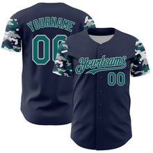 Charger l'image dans la galerie, Custom Navy Teal Gray-White Digital Camo Two Tone Authentic Baseball Jersey