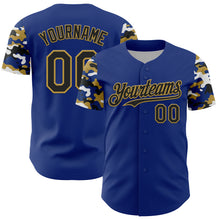 Charger l'image dans la galerie, Custom Royal Black Old Gold-White Digital Camo Two Tone Authentic Baseball Jersey