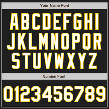 Laden Sie das Bild in den Galerie-Viewer, Custom Black White Royal-Yellow Two Tone Authentic Baseball Jersey