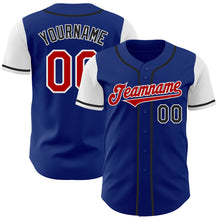Load image into Gallery viewer, Custom Royal Red Black-White Two Tone Authentic Baseball Jersey