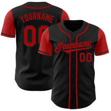Laden Sie das Bild in den Galerie-Viewer, Custom Black Red Two Tone Authentic Baseball Jersey