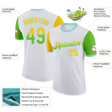 Laden Sie das Bild in den Galerie-Viewer, Custom White Yellow Aurora Green-Ice Blue Gradient Two Tone Performance T-Shirt
