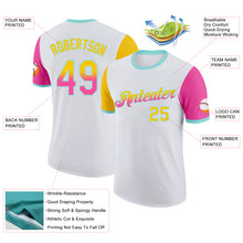 Load image into Gallery viewer, Custom White Yellow Pink-Ice Blue Gradient Two Tone Performance T-Shirt