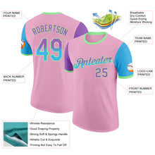 Charger l'image dans la galerie, Custom Light Pink Medium Purple Sky Blue-Pea Green Gradient Two Tone Performance T-Shirt