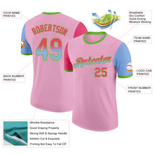 Load image into Gallery viewer, Custom Light Pink Neon Pink Light Blue-Aurora Green Gradient Two Tone Performance T-Shirt