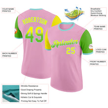 Charger l'image dans la galerie, Custom Light Pink Light Yellow Aurora Green-Ice Blue Gradient Two Tone Performance T-Shirt