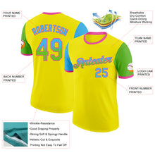 Laden Sie das Bild in den Galerie-Viewer, Custom Light Yellow Sky Blue Aurora Green-Pink Gradient Two Tone Performance T-Shirt