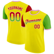 Charger l'image dans la galerie, Custom Light Yellow Red Aurora Green-Light Pink Gradient Two Tone Performance T-Shirt