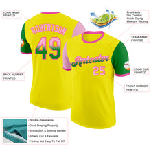 Laden Sie das Bild in den Galerie-Viewer, Custom Light Yellow Light Pink Grass Green-Pink Gradient Two Tone Performance T-Shirt