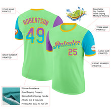 Laden Sie das Bild in den Galerie-Viewer, Custom Pea Green Medium Purple Lakes Blue-Yellow Gradient Two Tone Performance T-Shirt
