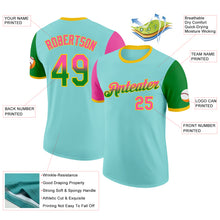 Load image into Gallery viewer, Custom Ice Blue Pink Grass Green-Yellow Gradient Two Tone Performance T-Shirt