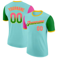 Load image into Gallery viewer, Custom Ice Blue Pink Grass Green-Yellow Gradient Two Tone Performance T-Shirt