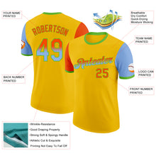 Load image into Gallery viewer, Custom Yellow Orange Light Blue-Aurora Green Gradient Two Tone Performance T-Shirt