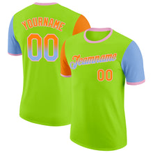 Laden Sie das Bild in den Galerie-Viewer, Custom Neon Green Bay Orange Light Blue-Light Pink Gradient Two Tone Performance T-Shirt