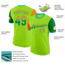 Laden Sie das Bild in den Galerie-Viewer, Custom Neon Green Bay Orange Grass Green-Lakes Blue Gradient Two Tone Performance T-Shirt