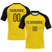 Laden Sie das Bild in den Galerie-Viewer, Custom Yellow Black Geometric Shape Sublimation Volleyball Uniform Jersey