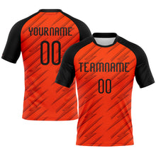 Laden Sie das Bild in den Galerie-Viewer, Custom Orange Black Line Sublimation Volleyball Uniform Jersey