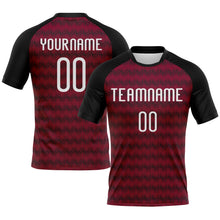 Загрузить изображение в средство просмотра галереи, Custom Maroon White-Black Geometric Shape Sublimation Volleyball Uniform Jersey