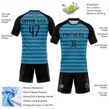 Загрузить изображение в средство просмотра галереи, Custom Sky Blue Black Geometric Shape Sublimation Volleyball Uniform Jersey