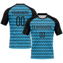 Загрузить изображение в средство просмотра галереи, Custom Sky Blue Black Geometric Shape Sublimation Volleyball Uniform Jersey