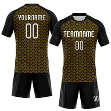 Laden Sie das Bild in den Galerie-Viewer, Custom Gold White-Black Geometric Shape Sublimation Volleyball Uniform Jersey