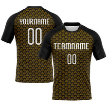 Laden Sie das Bild in den Galerie-Viewer, Custom Gold White-Black Geometric Shape Sublimation Volleyball Uniform Jersey