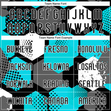 Загрузить изображение в средство просмотра галереи, Custom Black Aqua-White Geometric Shape Sublimation Volleyball Uniform Jersey