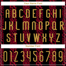 Laden Sie das Bild in den Galerie-Viewer, Custom Black Old Gold-Red Abstract Shape Sublimation Volleyball Uniform Jersey