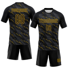 Laden Sie das Bild in den Galerie-Viewer, Custom Black Gold Geometric Shape Sublimation Volleyball Uniform Jersey