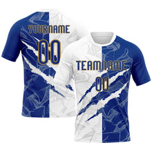 Загрузить изображение в средство просмотра галереи, Custom Graffiti Pattern Royal-Old Gold Scratch Sublimation Volleyball Uniform Jersey